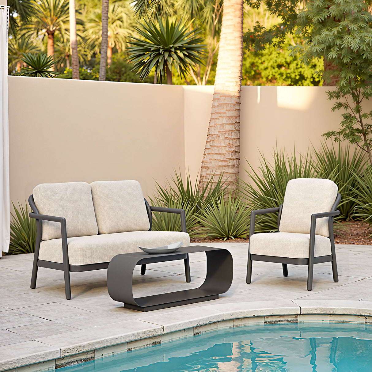 Rein Beige Outdoor Loveseat by Zuomod at Eve Furniture