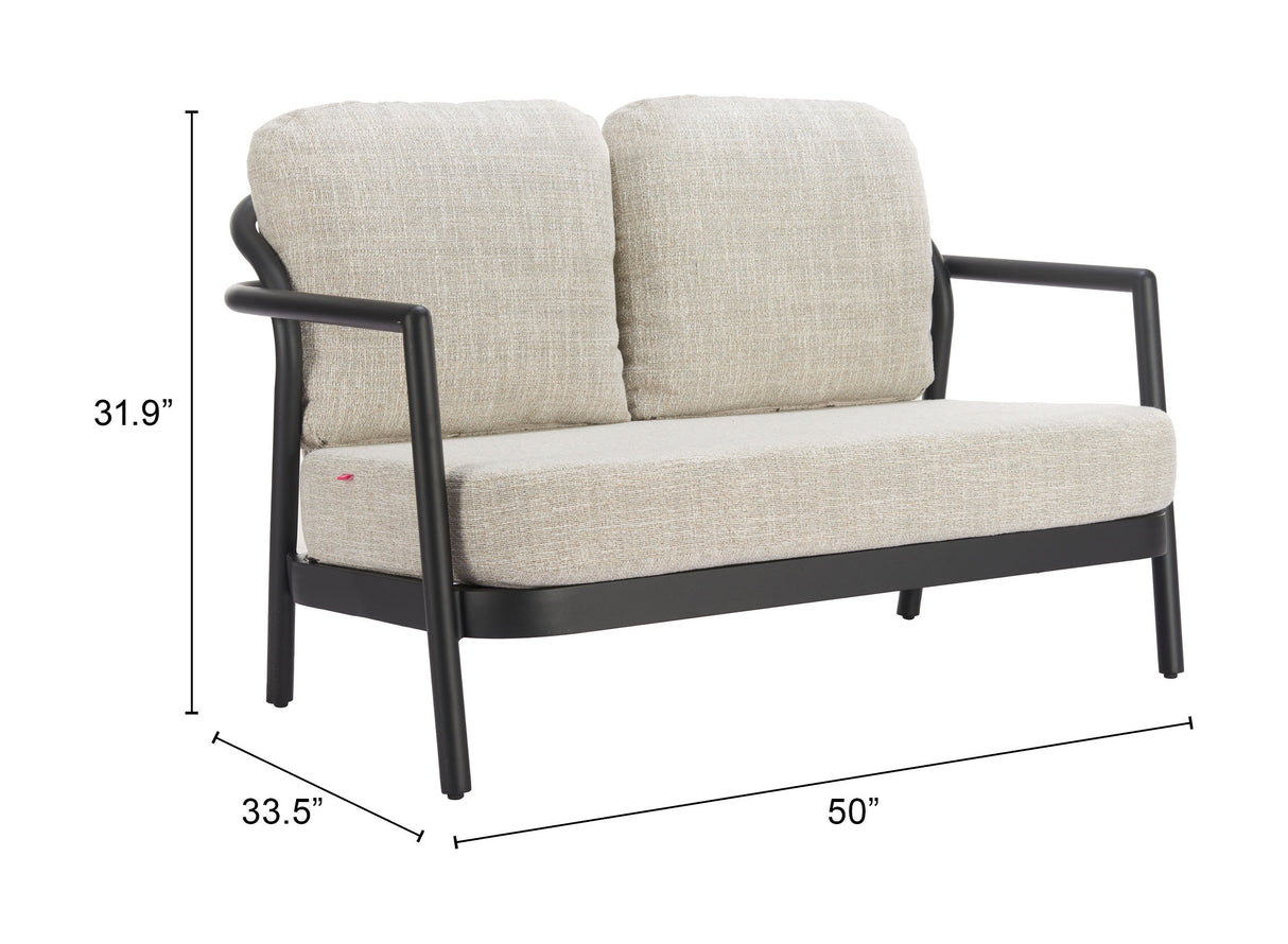 Rein Beige Outdoor Loveseat by Zuomod at Eve Furniture