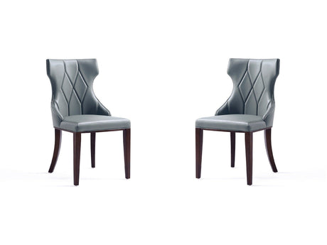 Reine Faux Leather Dining Chair in Pebble Grey (set of 2) by Manhattan Comfort at Eve Furniture