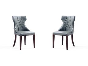 Reine Faux Leather Dining Chair in Pebble Grey (set of 2) by Manhattan Comfort at Eve Furniture