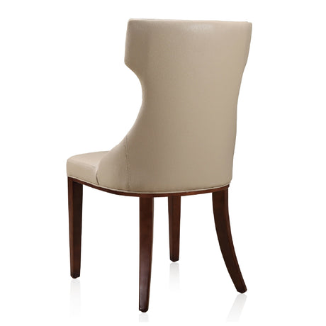 Reine Faux Leather Dining Chair (Set of Two) in Cream and Walnut by Manhattan Comfort at Eve Furniture