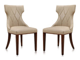 Reine Faux Leather Dining Chair (Set of Two) in Cream and Walnut by Manhattan Comfort at Eve Furniture
