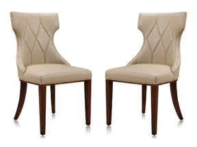 Reine Faux Leather Dining Chair (Set of Two) in Cream and Walnut by Manhattan Comfort at Eve Furniture