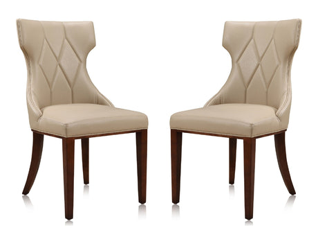 Reine Faux Leather Dining Chair (Set of Two) in Cream and Walnut by Manhattan Comfort at Eve Furniture
