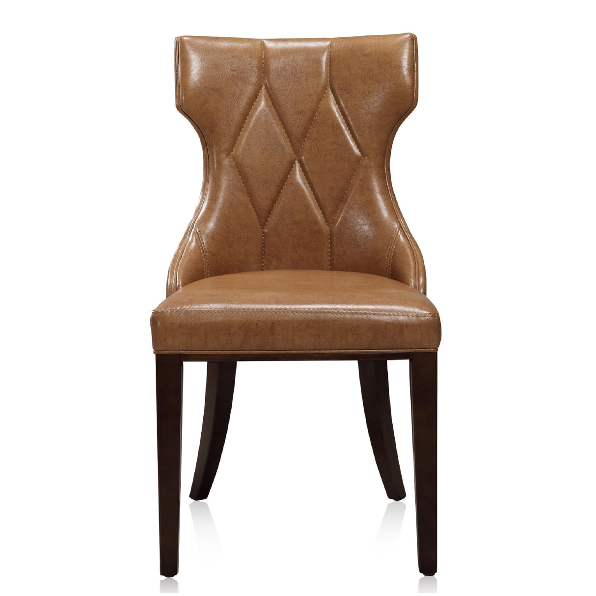 Reine Faux Leather Dining Chair (Set of Two) in Saddle and Walnut by Manhattan Comfort at Eve Furniture