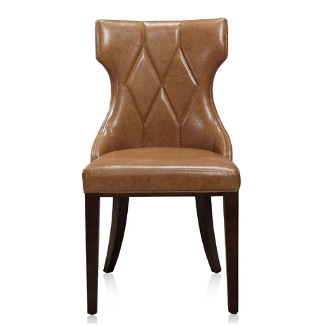 Reine Faux Leather Dining Chair (Set of Two) in Saddle and Walnut by Manhattan Comfort at Eve Furniture