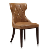 Reine Faux Leather Dining Chair (Set of Two) in Saddle and Walnut by Manhattan Comfort at Eve Furniture