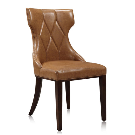 Reine Faux Leather Dining Chair (Set of Two) in Saddle and Walnut by Manhattan Comfort at Eve Furniture