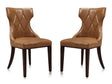 Reine Faux Leather Dining Chair (Set of Two) in Saddle and Walnut by Manhattan Comfort at Eve Furniture