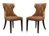 Reine Faux Leather Dining Chair (Set of Two) in Saddle and Walnut by Manhattan Comfort at Eve Furniture