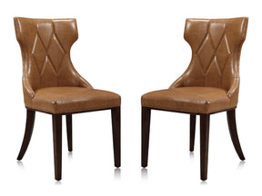Reine Faux Leather Dining Chair (Set of Two) in Saddle and Walnut by Manhattan Comfort at Eve Furniture