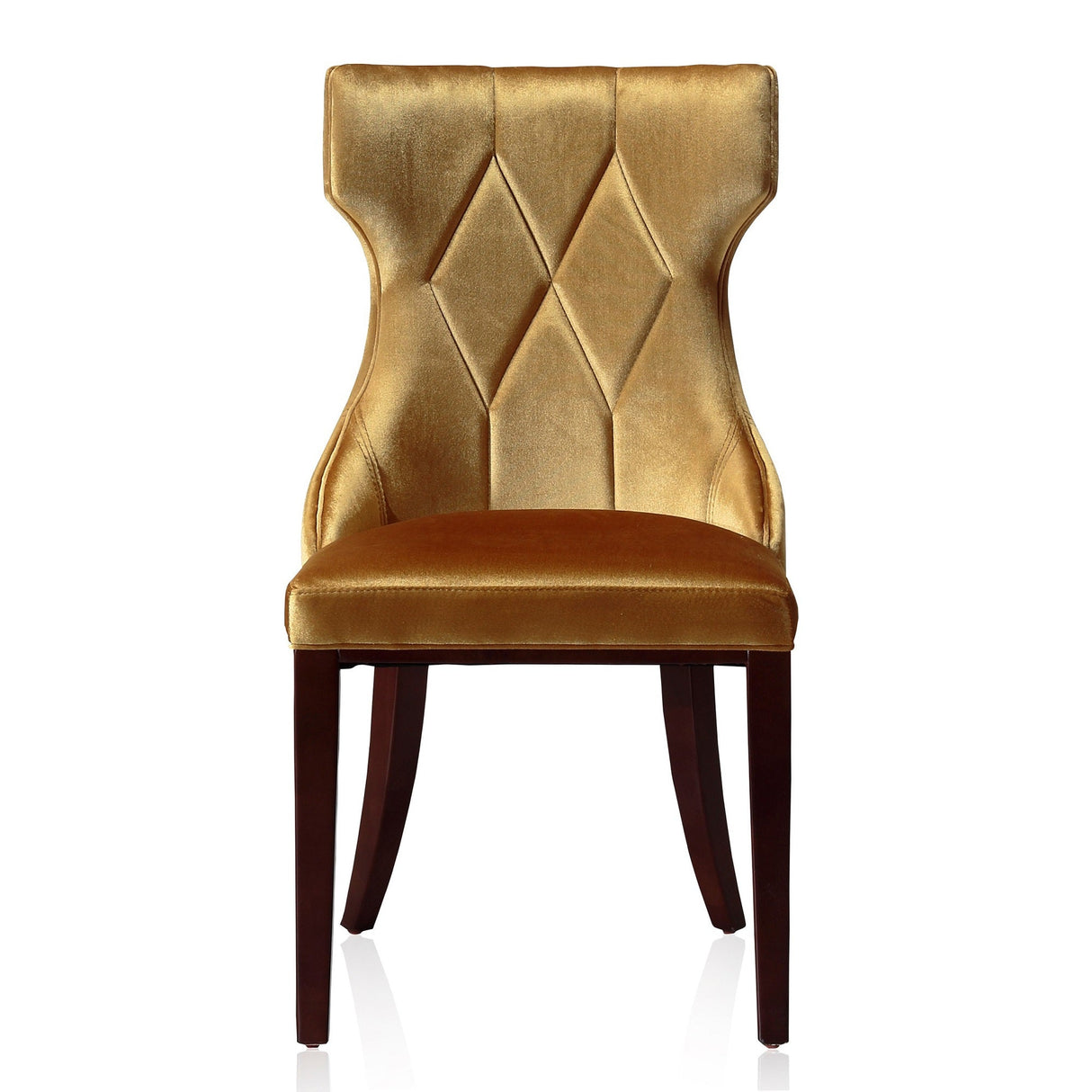Reine Velvet Dining Chair (Set of Two) in Antique Gold and Walnut by Manhattan Comfort at Eve Furniture