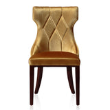 Reine Velvet Dining Chair (Set of Two) in Antique Gold and Walnut by Manhattan Comfort at Eve Furniture
