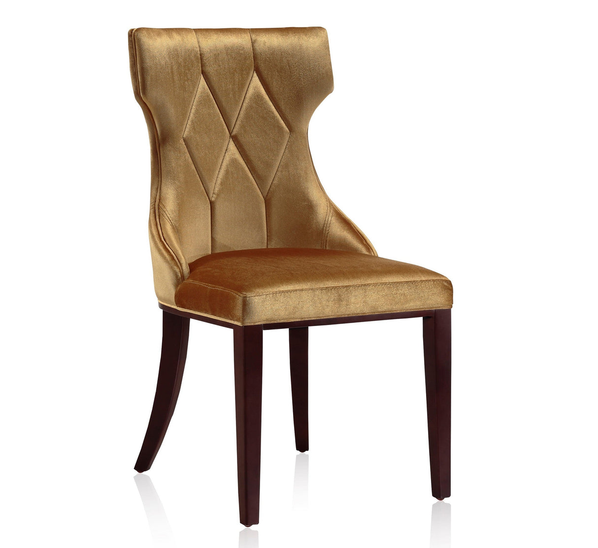 Reine Velvet Dining Chair (Set of Two) in Antique Gold and Walnut by Manhattan Comfort at Eve Furniture