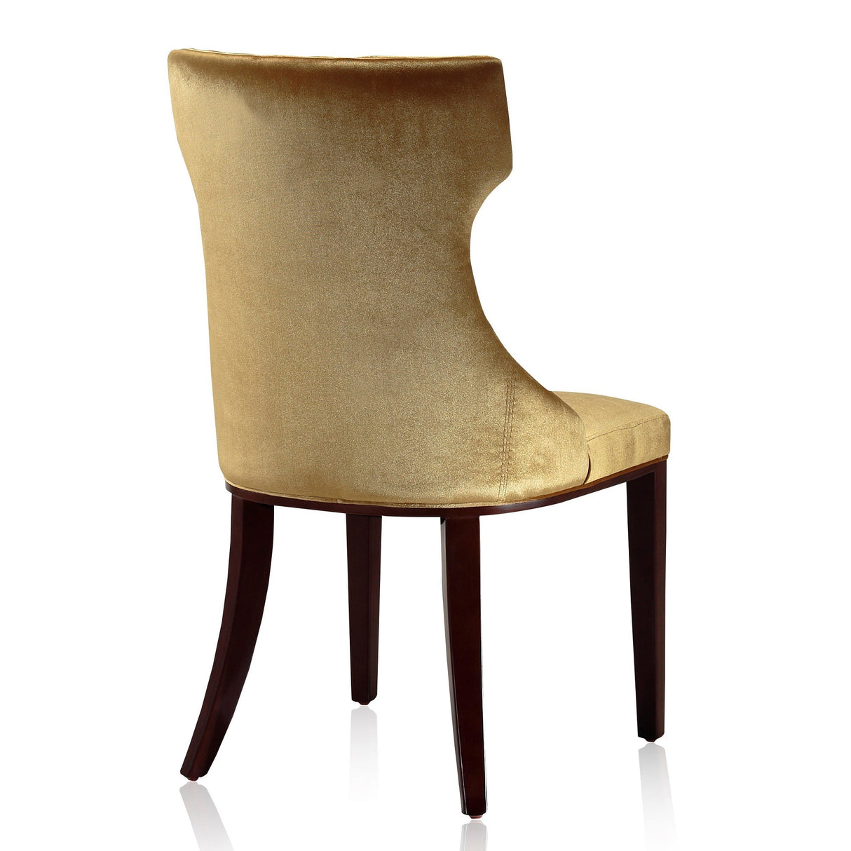 Reine Velvet Dining Chair (Set of Two) in Antique Gold and Walnut by Manhattan Comfort at Eve Furniture