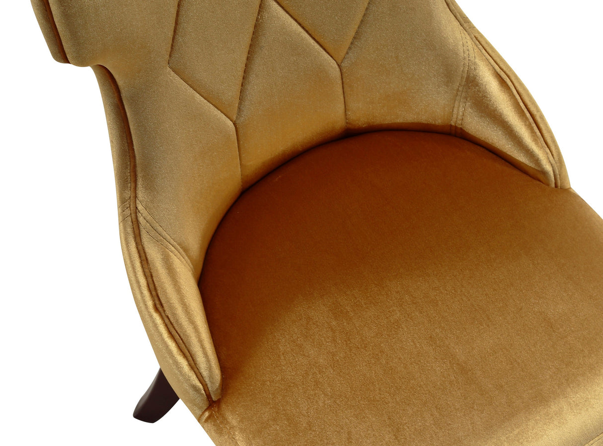 Reine Velvet Dining Chair (Set of Two) in Antique Gold and Walnut by Manhattan Comfort at Eve Furniture