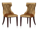 Reine Velvet Dining Chair (Set of Two) in Antique Gold and Walnut by Manhattan Comfort at Eve Furniture