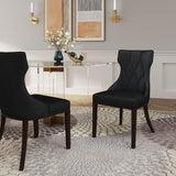 Reine Velvet Dining Chair (Set of Two) in Black and Walnut by Manhattan Comfort at Eve Furniture