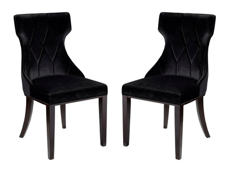 Reine Velvet Dining Chair (Set of Two) in Black and Walnut by Manhattan Comfort at Eve Furniture