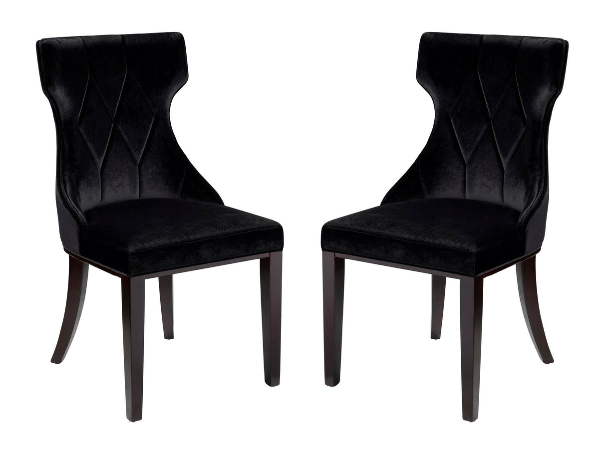 Reine Velvet Dining Chair (Set of Two) in Black and Walnut by Manhattan Comfort at Eve Furniture