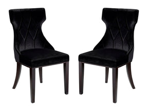 Reine Velvet Dining Chair (Set of Two) in Black and Walnut by Manhattan Comfort at Eve Furniture