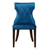 Reine Velvet Dining Chair (Set of Two) in Cobalt Blue and Walnut by Manhattan Comfort at Eve Furniture