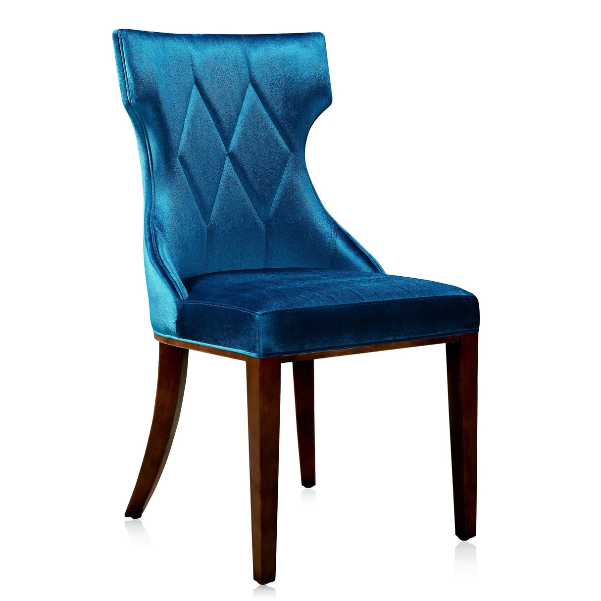 Reine Velvet Dining Chair (Set of Two) in Cobalt Blue and Walnut by Manhattan Comfort at Eve Furniture