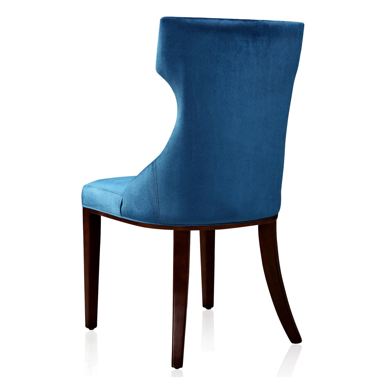 Reine Velvet Dining Chair (Set of Two) in Cobalt Blue and Walnut by Manhattan Comfort at Eve Furniture