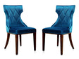 Reine Velvet Dining Chair (Set of Two) in Cobalt Blue and Walnut by Manhattan Comfort at Eve Furniture