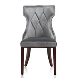 Reine Velvet Dining Chair (Set of Two) in Grey and Walnut by Manhattan Comfort at Eve Furniture