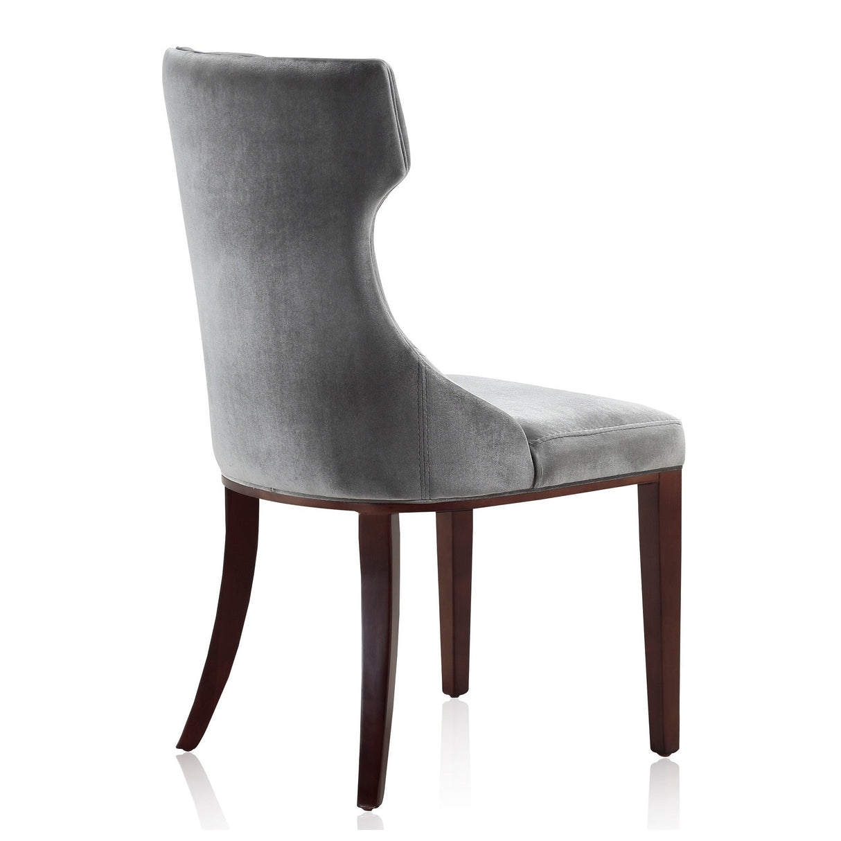 Reine Velvet Dining Chair (Set of Two) in Grey and Walnut by Manhattan Comfort at Eve Furniture