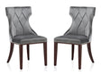 Reine Velvet Dining Chair (Set of Two) in Grey and Walnut by Manhattan Comfort at Eve Furniture