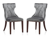 Reine Velvet Dining Chair (Set of Two) in Grey and Walnut by Manhattan Comfort at Eve Furniture