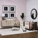 Reinhardt 36" Round Glass Top Marble Shelf Gold Metal Base Coffee Table by Mercana at Eve Furniture