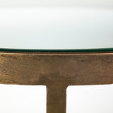 Reinhardt II 20" Round Glass Top Metal and Marble Detail End/Side Table by Mercana at Eve Furniture