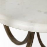 Reinhardt II 20" Round Glass Top Metal and Marble Detail End/Side Table by Mercana at Eve Furniture