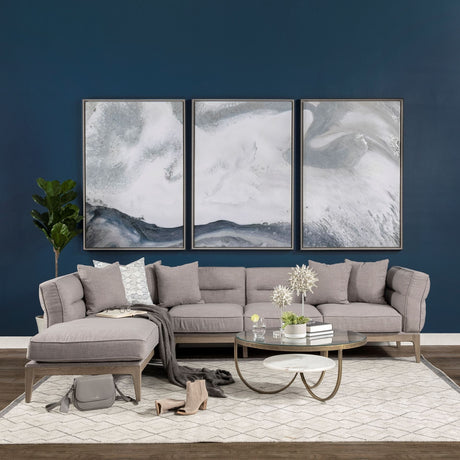 Reinhardt Round Glass Top Marble Shelf Gold Metal Base Coffee Table by Mercana at Eve Furniture