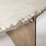 Reinhold 49" Round White Marble Top Gold Metal Base Coffee Table by Mercana at Eve Furniture