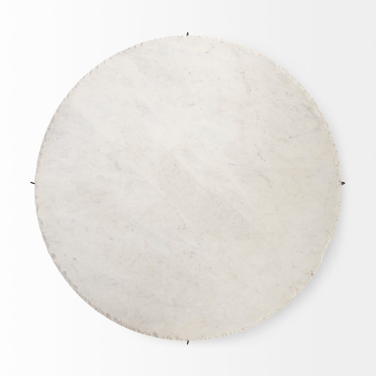 Reinhold 49" Round White Marble Top Gold Metal Base Coffee Table by Mercana at Eve Furniture