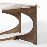 Reinhold 49" Round White Marble Top Gold Metal Base Coffee Table by Mercana at Eve Furniture
