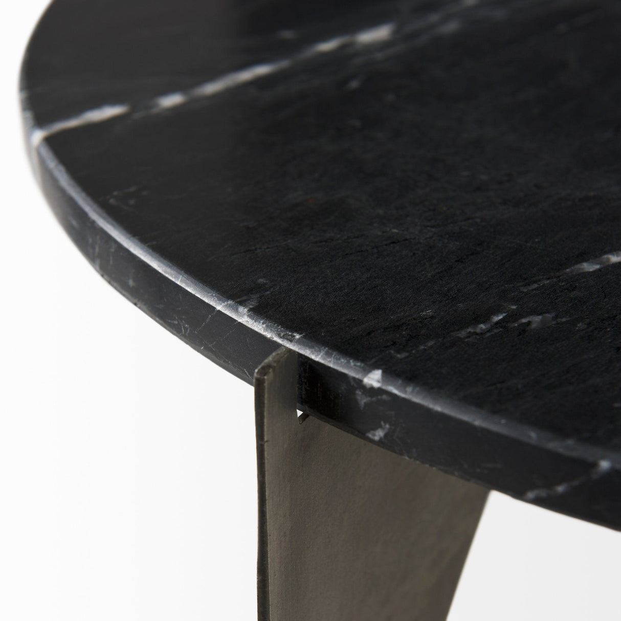 Reinhold II 21L x 21W x 21H Black Marble Top Iron Side Table by Mercana at Eve Furniture