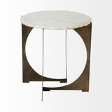 Reinhold II 21L x 21W x 21H Round Live-Edge Marble Top and Gold Metal Base Side/End Table by Mercana at Eve Furniture