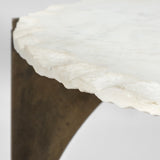 Reinhold II 21L x 21W x 21H Round Live-Edge Marble Top and Gold Metal Base Side/End Table by Mercana at Eve Furniture