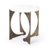 Reinhold II 21L x 21W x 21H Round Live-Edge Marble Top and Gold Metal Base Side/End Table by Mercana at Eve Furniture