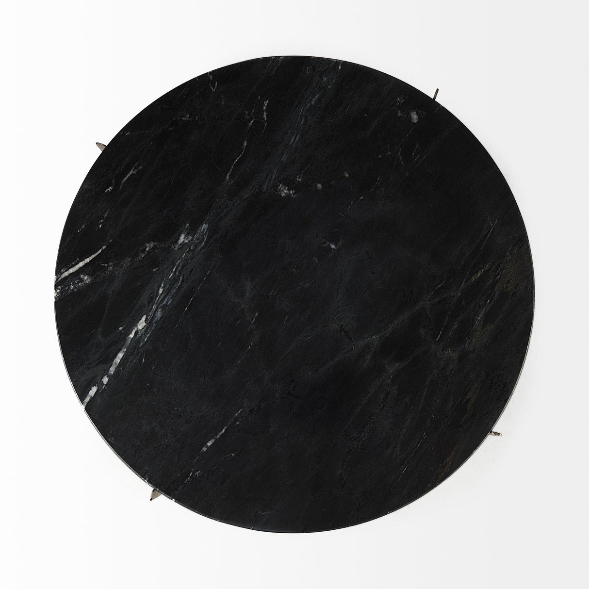 Reinhold II Black Marble Top Iron Side Table by Mercana at Eve Furniture