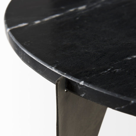 Reinhold II Black Marble Top Iron Side Table by Mercana at Eve Furniture