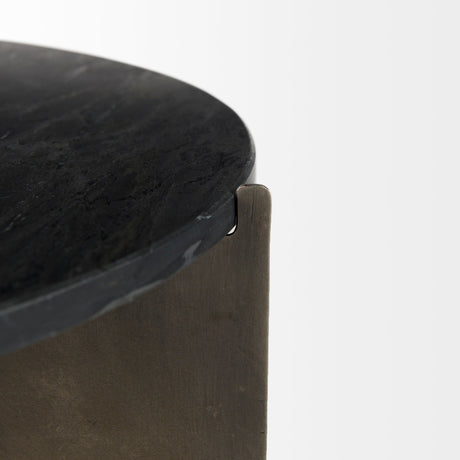 Reinhold II Black Marble Top Iron Side Table by Mercana at Eve Furniture