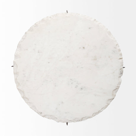 Reinhold II Round Live-Edge Marble Top and Gold Metal Base Side/End Table by Mercana at Eve Furniture