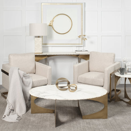 Reinhold II Round Live-Edge Marble Top and Gold Metal Base Side/End Table by Mercana at Eve Furniture