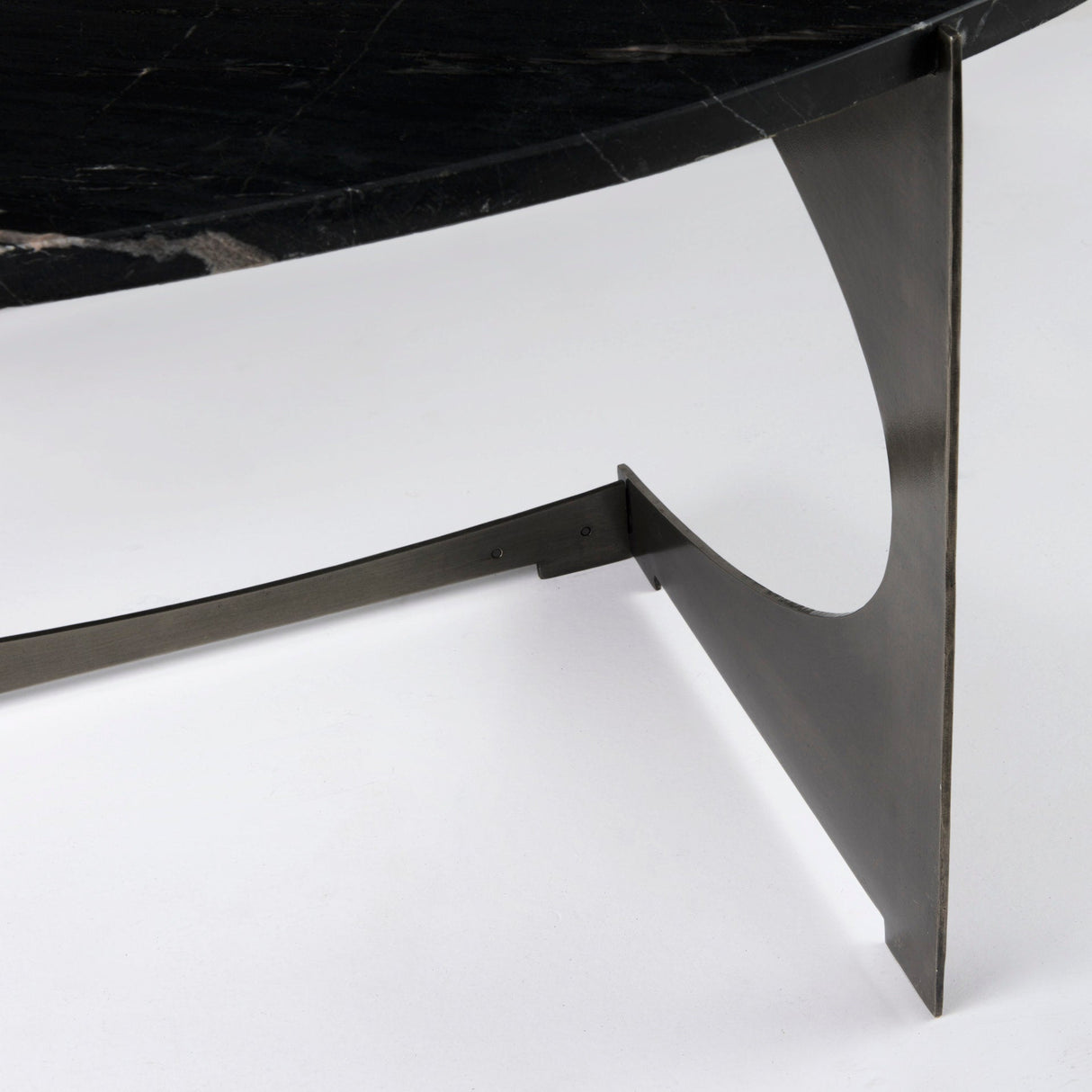 Reinhold III Black Marble Top Iron Coffee Table by Mercana at Eve Furniture